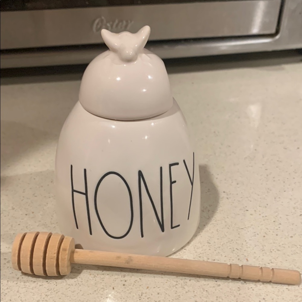 Rae Dunn White Honey Pot with Dipper - Picture 3 of 4